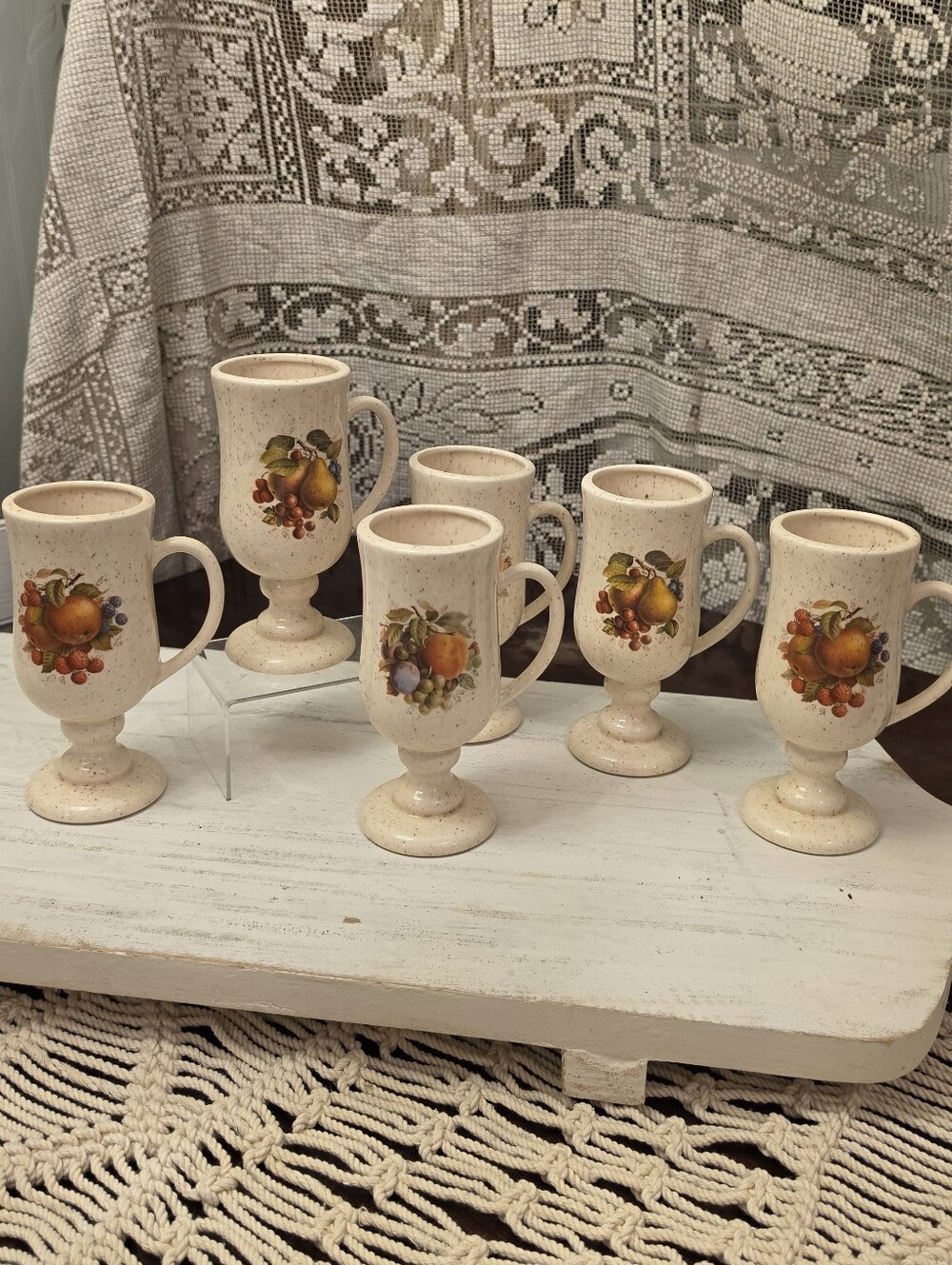 Vintage Wedgwood Quince Footed Mugs Set of 6 Pedestal Coffee Cups England 4.25"